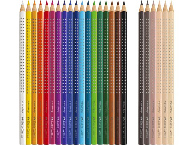 Kleurpotlood Faber-Castell Grip 18 Kleuren + 6 Huidskleur Potloden - Afbeelding 2