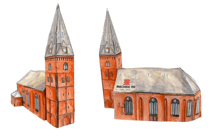 Enschede 700 3D Knipmodel Grote Kerk Oude Markt Enschede - Afbeelding 1