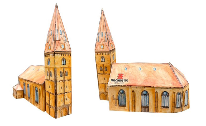 Enschede 700 3D Knipmodel Grote Kerk Oude Markt Enschede - Afbeelding 2