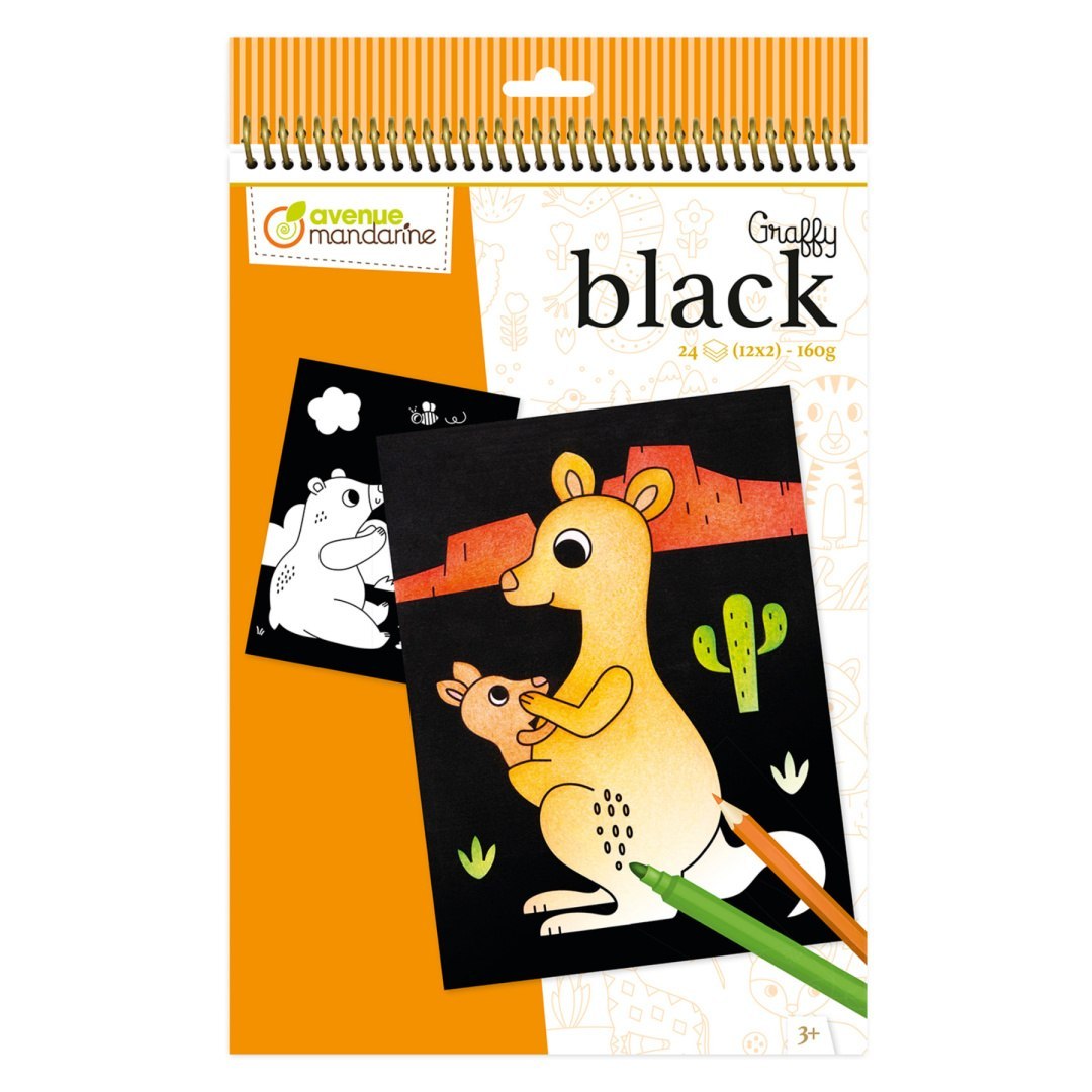 Avenue Mandarin Graffy Black Tekenblok Dieren Van De Wereld 24 Vel (12x2) 160gr.