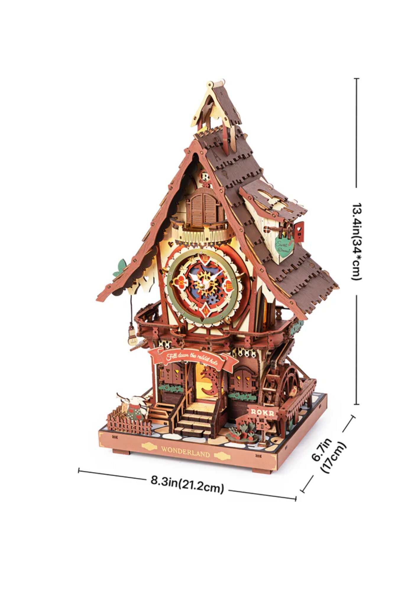 AB Robotime, 3D Houten Puzzel, Cuckoo Clock,  21x17x34 cm - Afbeelding 3