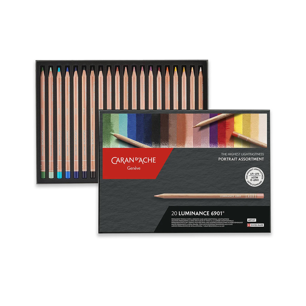Caran d'Ache Luminance Kleurpotloden doos met 20 kleuren, Sortiment "Portrait" - Afbeelding 2