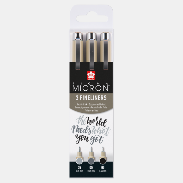 Sakura Pigma Micron Fineliner Zwart/Grijs Set 