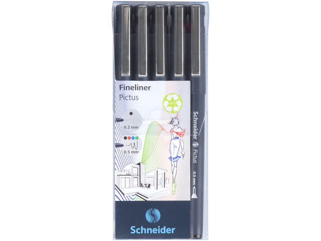 Fineliner  Pictus 5 kleuren 0,5 mm