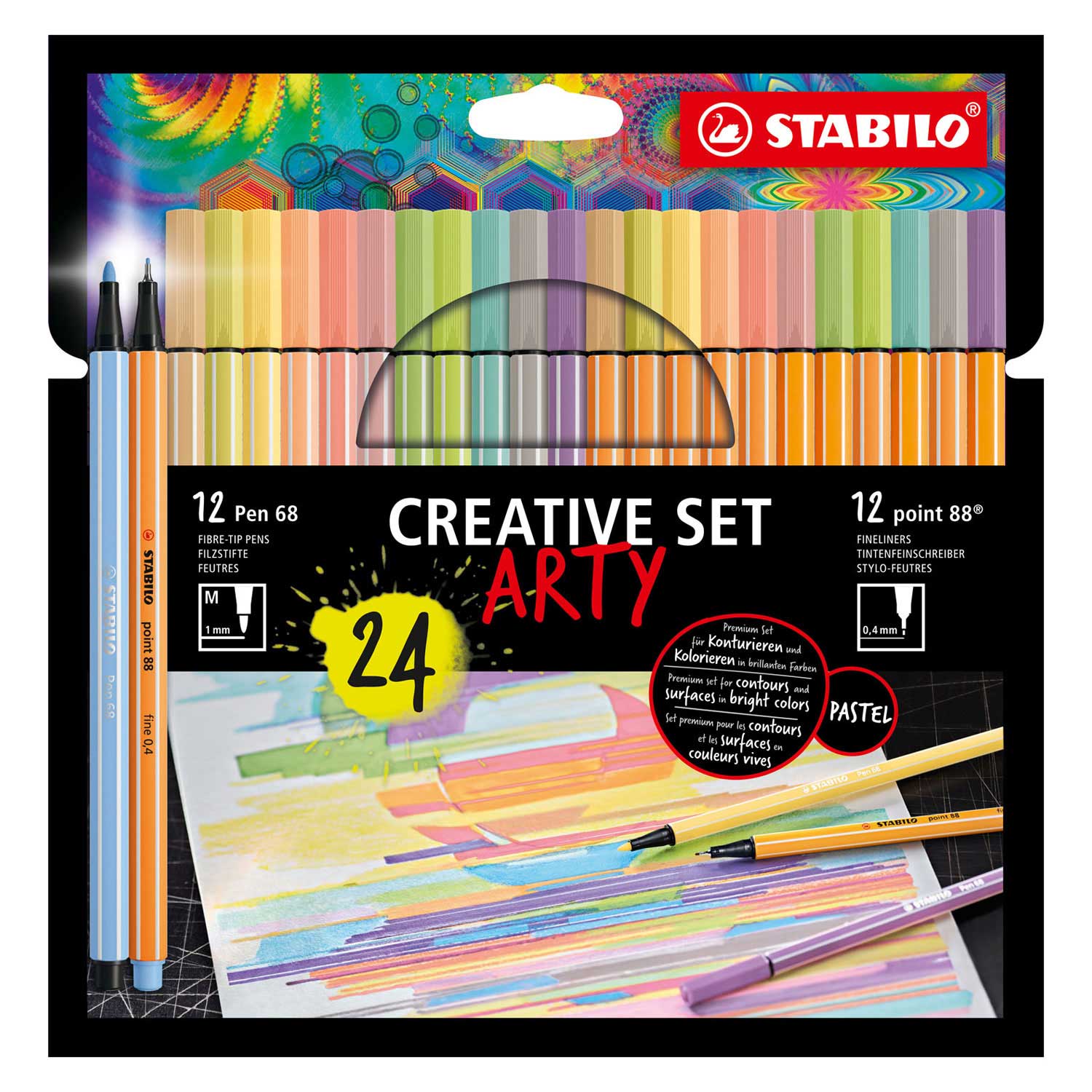 Stabilo Creative Set ARTY Pastel Pen 68 & Point 88 Beide 12 stks. 