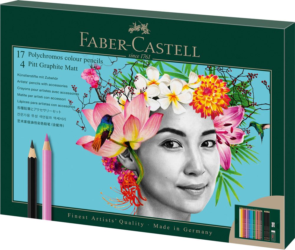 Faber-Castell Polychromos Kleurpotloden Set en Pitt Grafiet Mat 23-delig