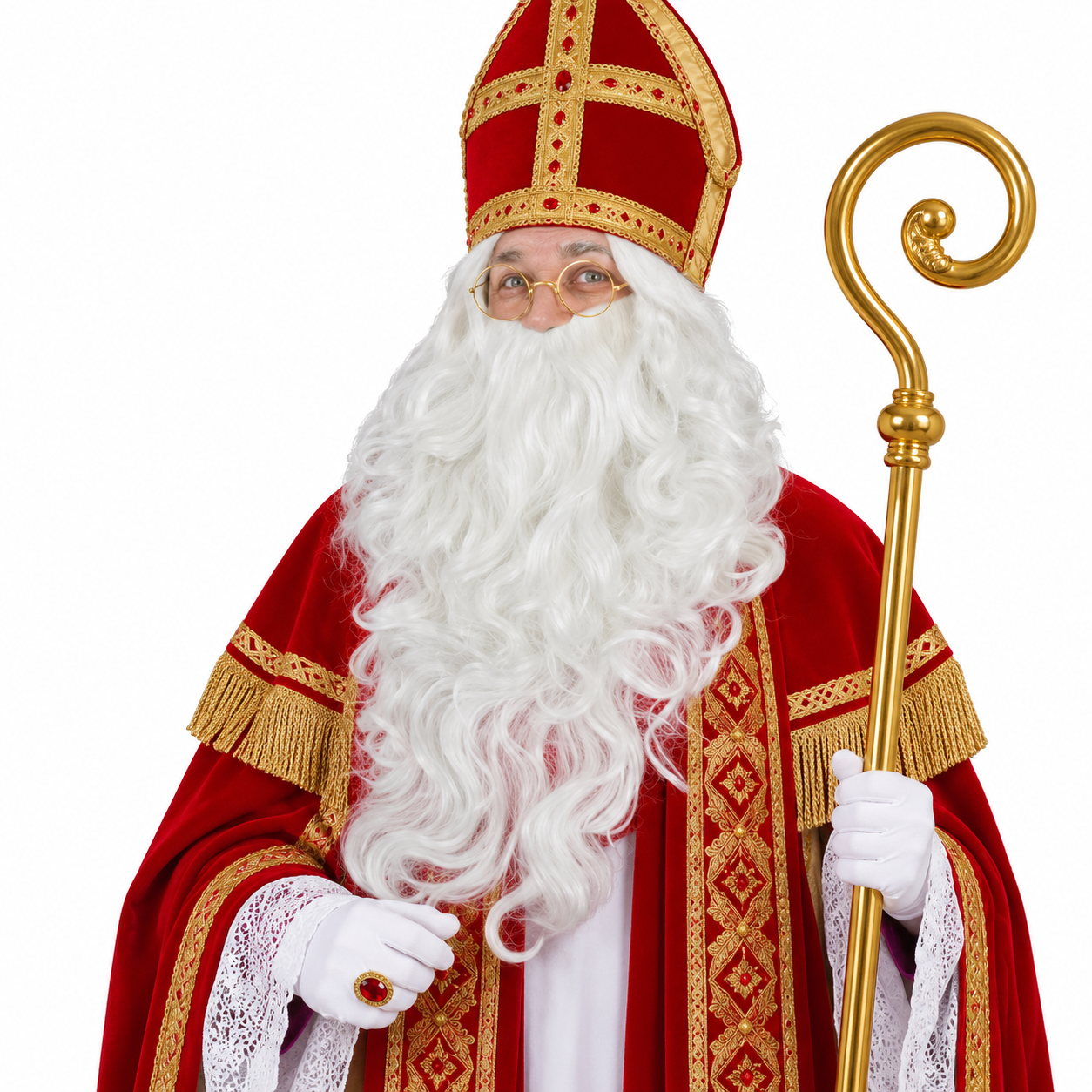 Kerstman of Sinterklaas Baardstel lang wit Budget HW5