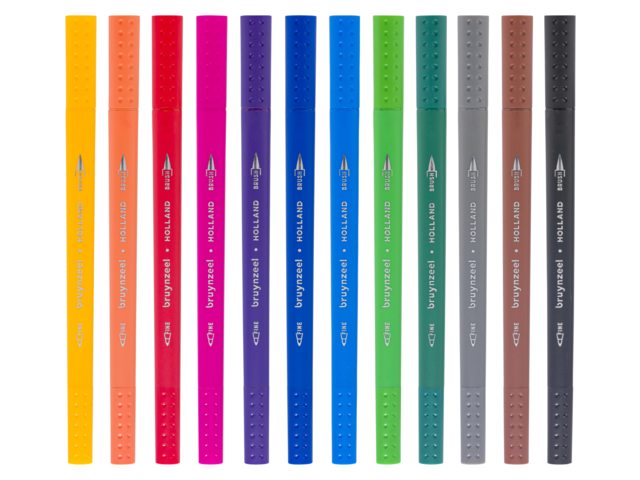Bruynzeel Creatives Fineliner / Brushpen set 12 kleuren - Afbeelding 2
