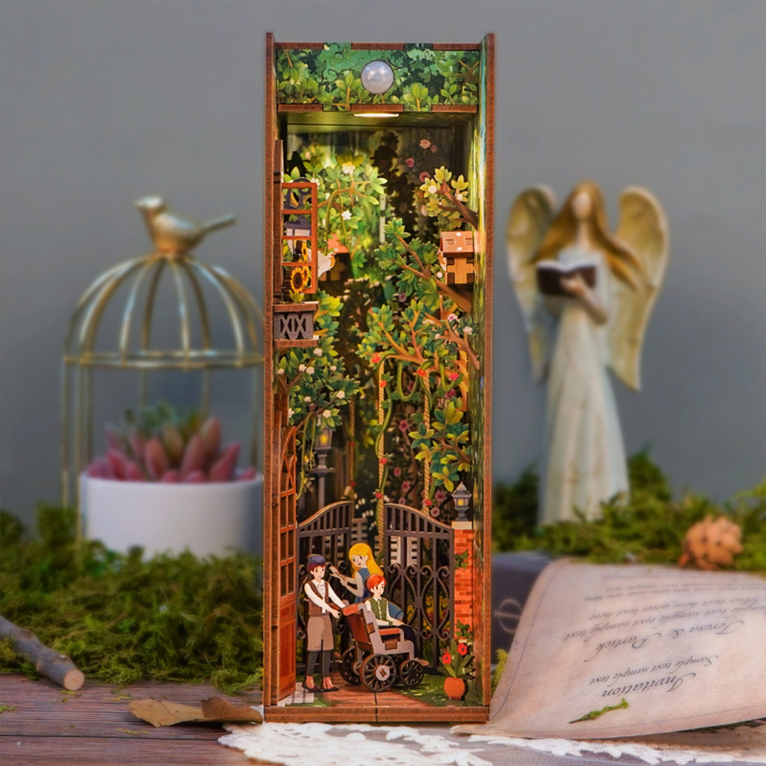 AB DIY Tonecheer, Book Nook, The Secret Garden Bookend, 18,2x8x24,5cm - Afbeelding 1