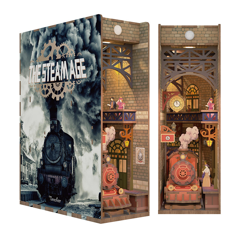 AB DIY Tonecheer, Book Nook, Trein/Train, The Steam Age Bookend, 18x8x24,5cm