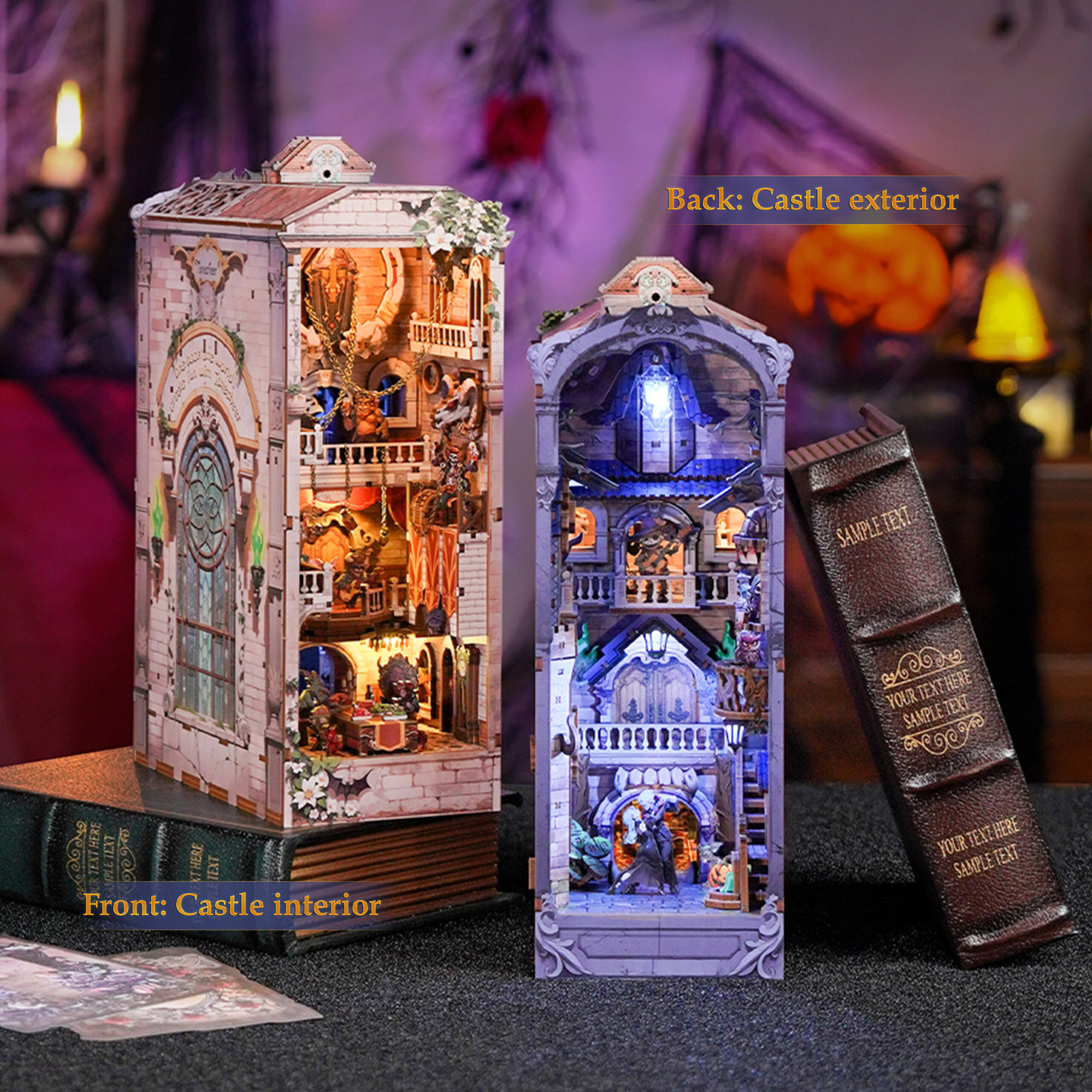 AB DIY Tonecheer, Book Nook Dubbelzijdig, Monster Carnival, 10,7×18,2×28,3 cm - Afbeelding 4