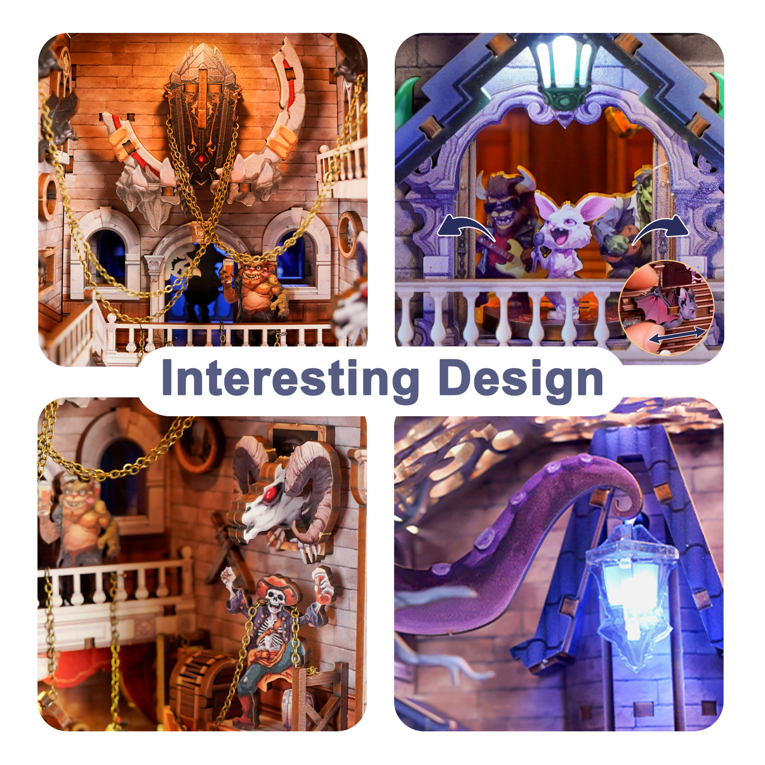 AB DIY Tonecheer, Book Nook Dubbelzijdig, Monster Carnival, 10,7×18,2×28,3 cm - Afbeelding 6