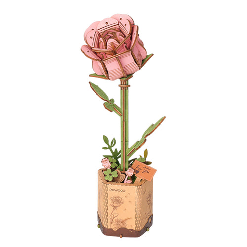 AB DIY Houten Bloem Roze Roos