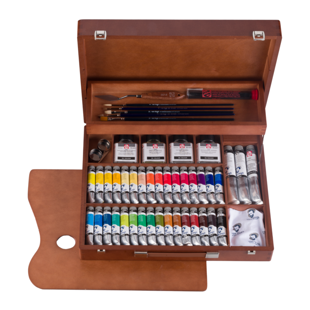 Van Gogh Olieverf kist Superior met 32 kleuren in tubes van 20 ml + 2 kleuren in tubes van 60 ml + accessoires