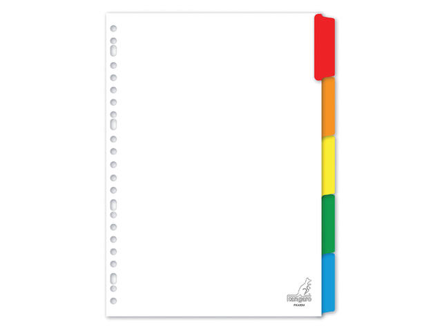 Tabblad Kangaro A4 blanco karton 190grs wit 23-gaats 5-delig