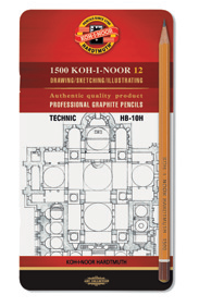 Koh-I-Noor 1500 Professional Graphite Pencils Set – 12 stuks