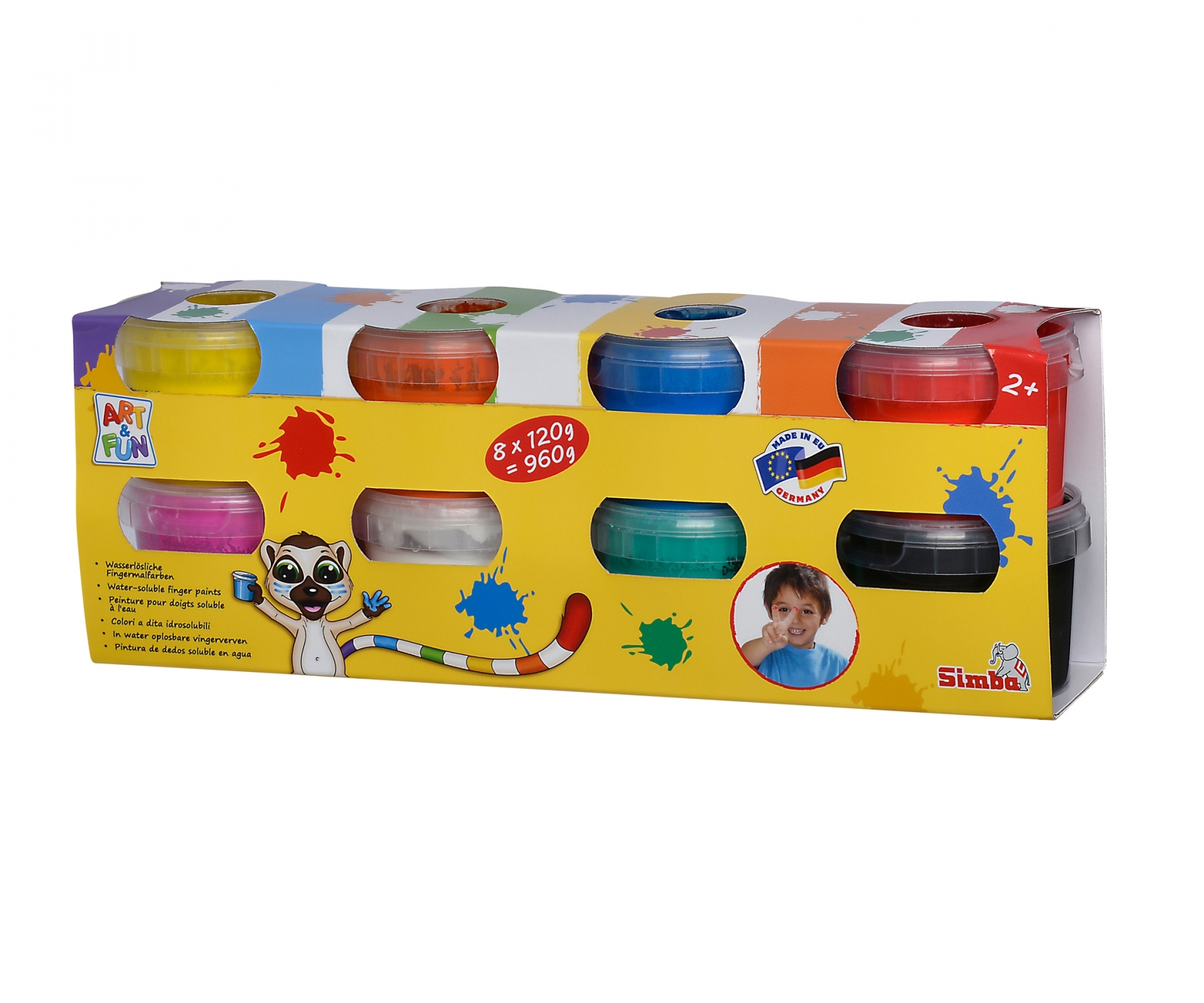 Simba Kinder Vingerverf Set 8 Kleuren  - Afbeelding 2