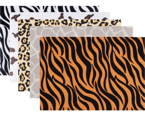 Vilt-set Dierenprint, 5 st