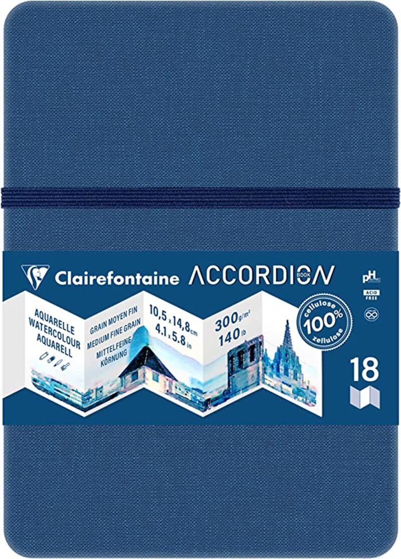 Clairefontaine Aquarel Accordion 10,5x14,8cm 300gr. 12 pagina's