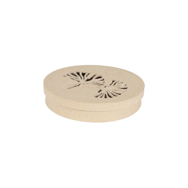 Papiermaché Decopatch Doosje Rond Passepartout Bladeren 15x3cm - Afbeelding 2