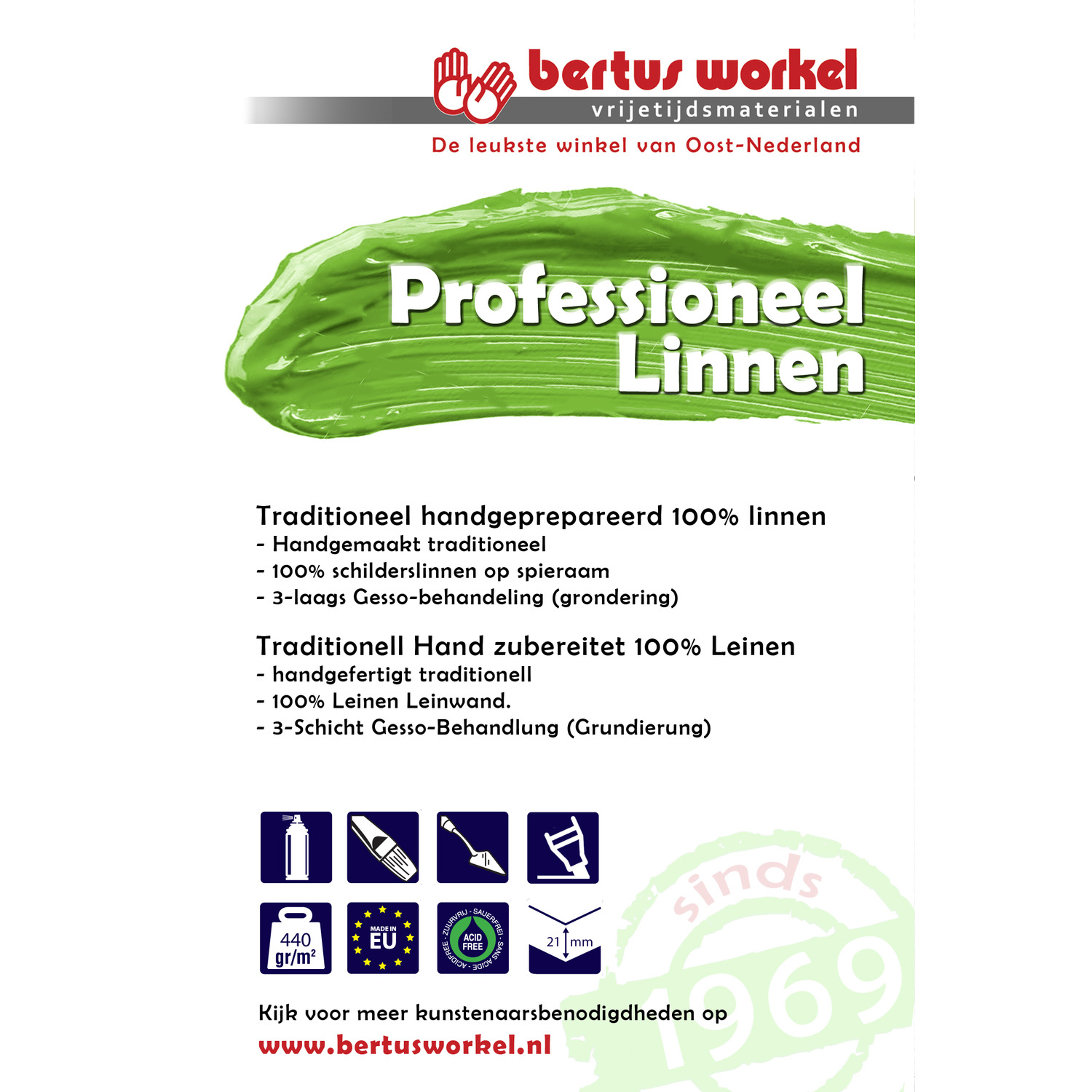 Schildersdoek Professioneel Linnen 21mm per doos - keuze uit 23 maten
