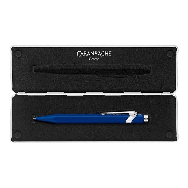Caran d'Ache Metalen Rollerbal Pen Blauw - Afbeelding 2