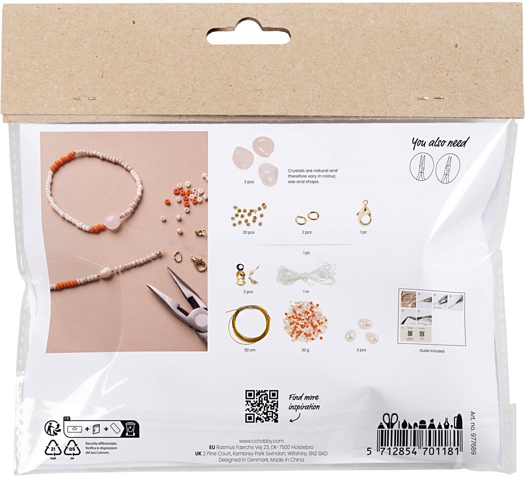 Mini Hobbyset Sieraden, Rozenkwarts ketting en armband, 1 doos - Afbeelding 2