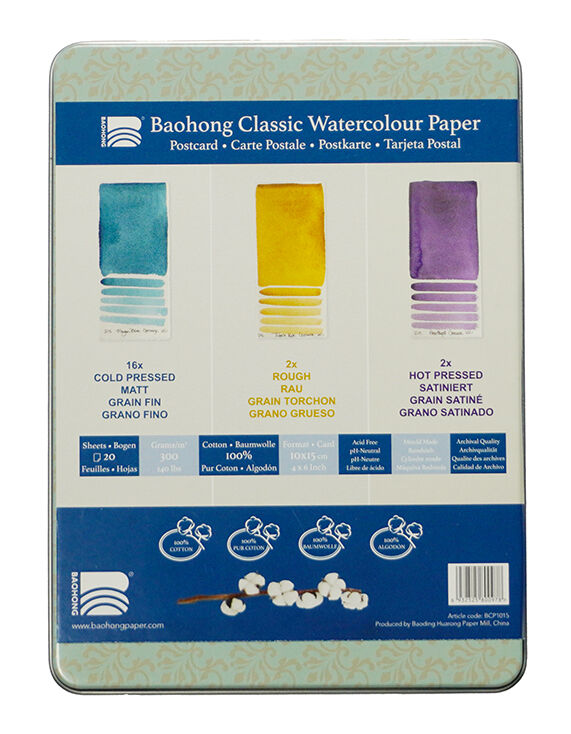 Baohong Professioneel Aquarelpapier In Blik 10x15cm - Afbeelding 2