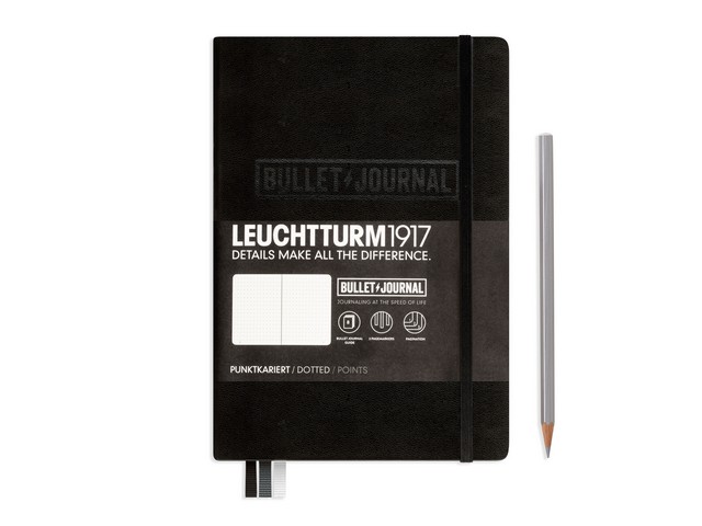 Bullet Journaling Notebook , A5 14x21 cm, dikte 2 cm, zwart, 1stuk, 240 pagina´s