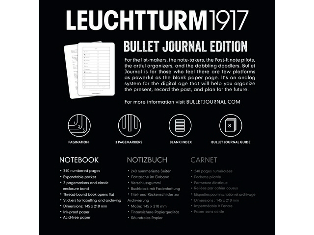 Bullet Journaling Notebook , A5 14x21 cm, dikte 2 cm, zwart, 1stuk, 240 pagina´s - Afbeelding 10
