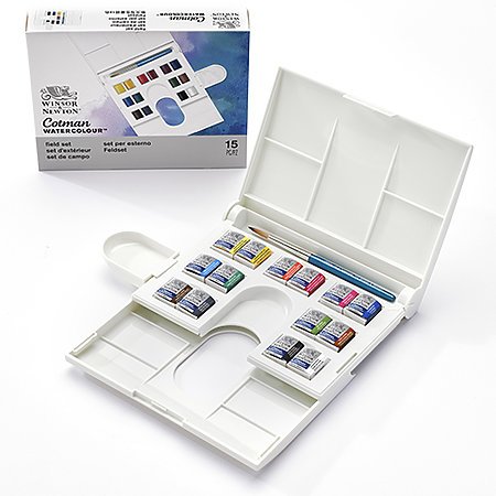 Winsor & Newton Cotman Watercolour Aquarelverf Compact Set 14 halve napjes + 1 penseel + palet - Afbeelding 2
