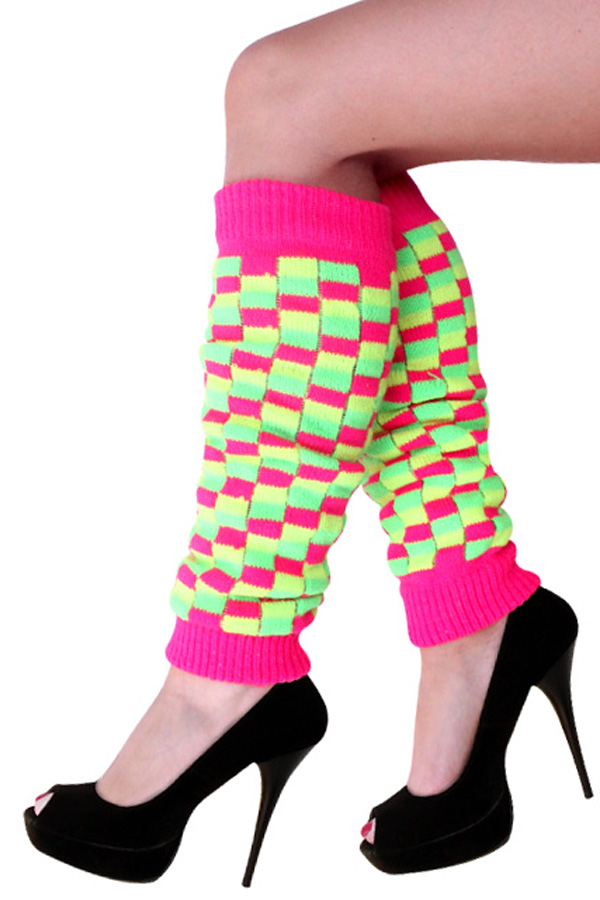 Beenwarmers neon/fluor geblokt