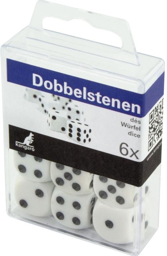 Dobbelstenen set a 6 stuks crème/wit - Afbeelding 2