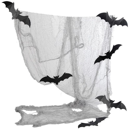 Halloween doek met 6 vleermuizen (75x300cm)