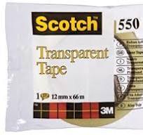 3M 550 Plakband 12 mm x 66 m – Sterke Universele Verpakkingstape