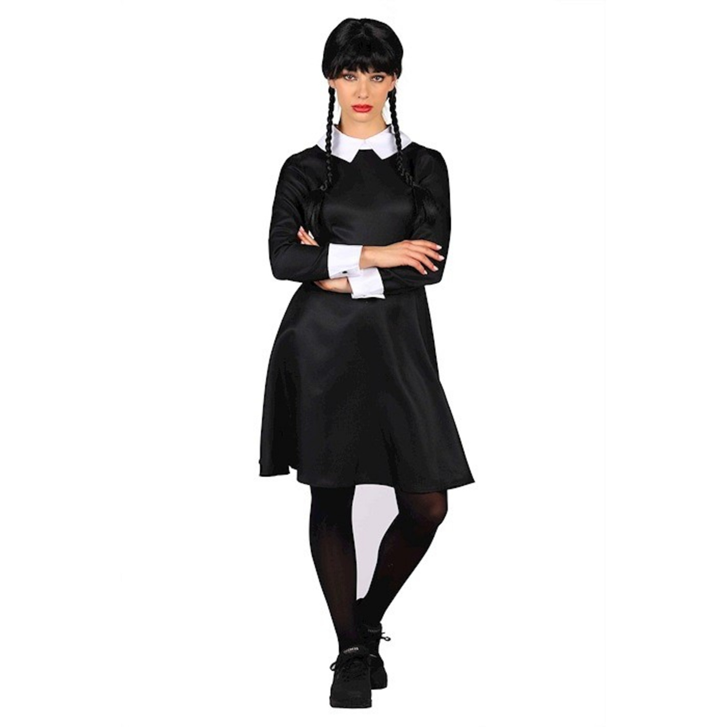Jurk Wednesday Addams "Black Doll" Volwassen Mt. S