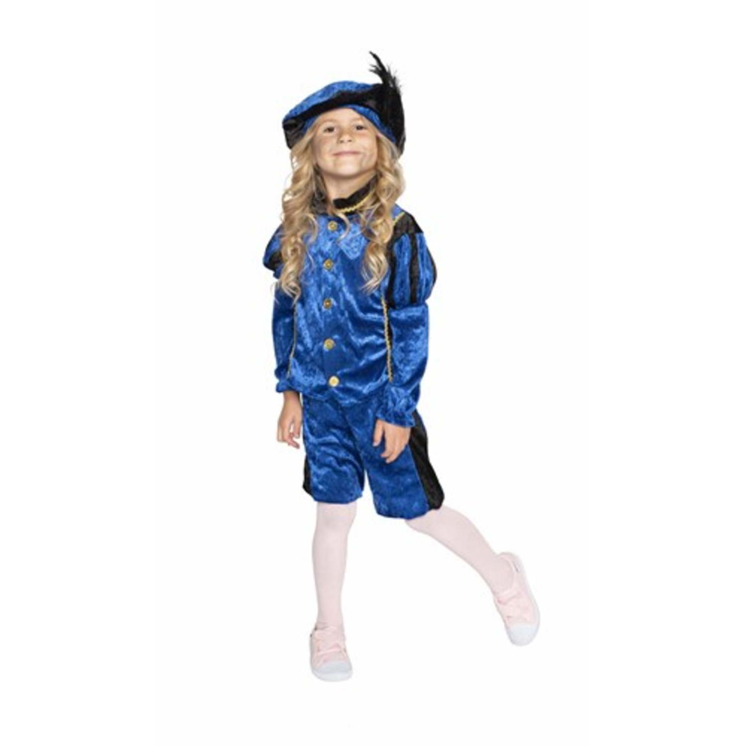 Pietenpak Kind velours blauw/zwart