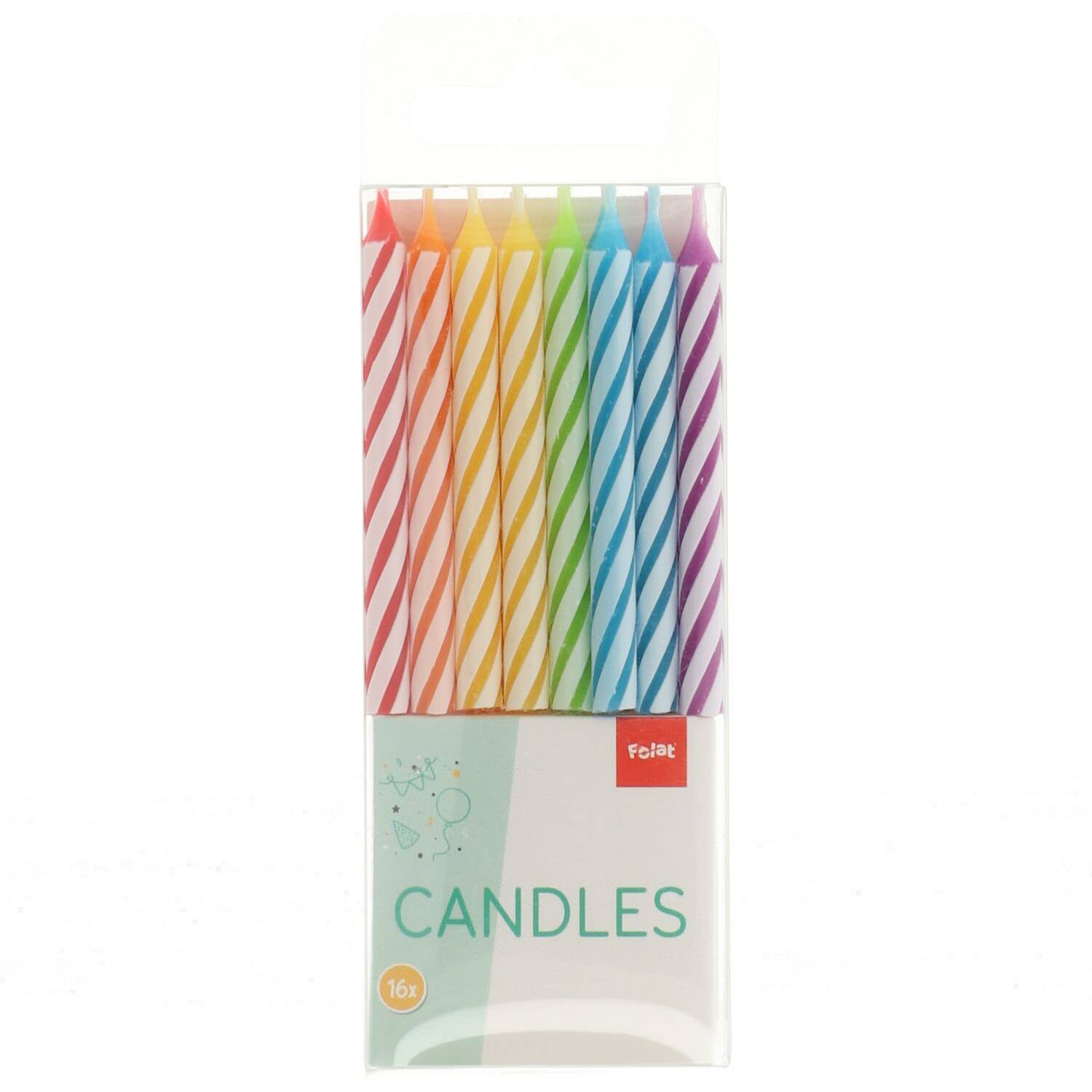 Kaarsjes Rainbow Twist - 6 cm - 16 stuks - Afbeelding 2