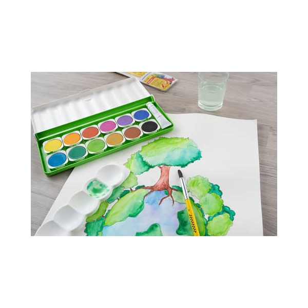 Verfdoos Eberhard Faber Green Winner 12 kleuren incl. mengpalet - Afbeelding 2
