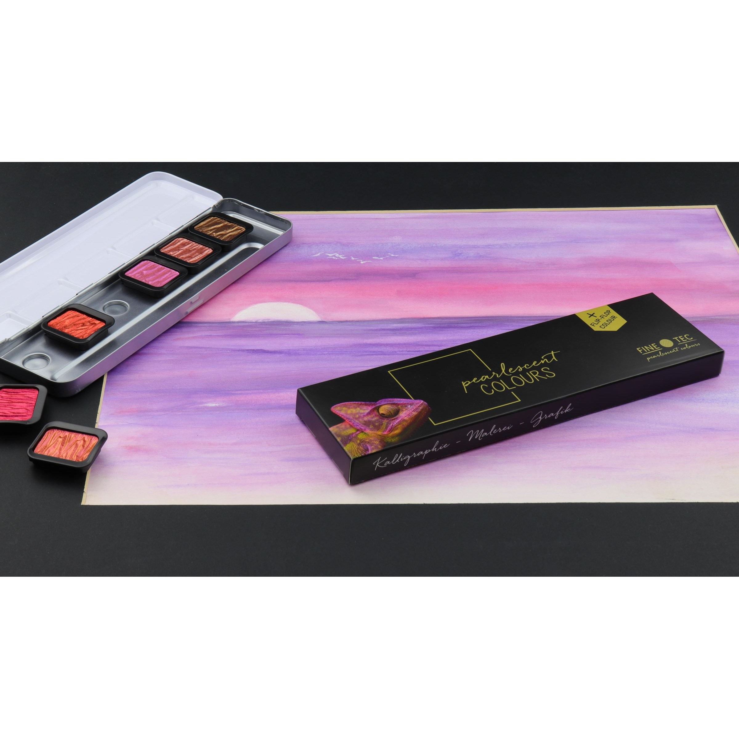 Finetec Aquarelverf 30X22mm Pearlescent 6 Stuks In Blik, Finetec 5  En 1 Flip Flop Kleur - Afbeelding 1