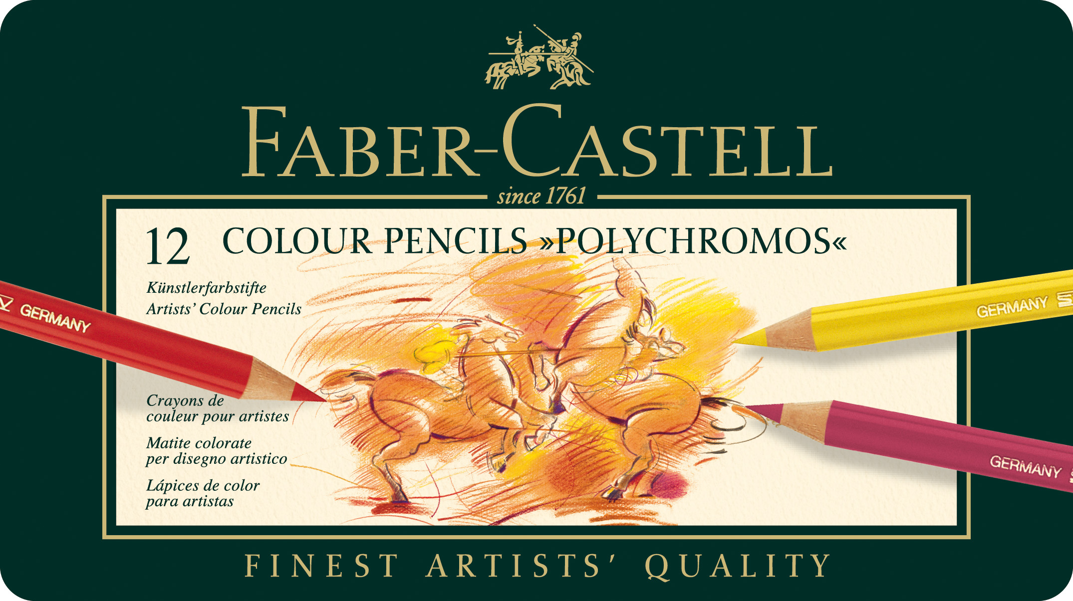 Kleurpotlood Polychromos 3,8mm kerndikte etui à 12 stuks