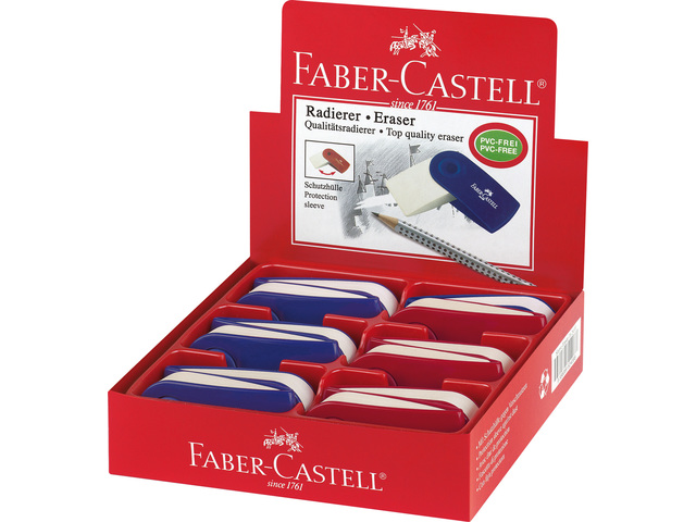 Gum Faber-Castell SLEEVE rood/blauw assorti