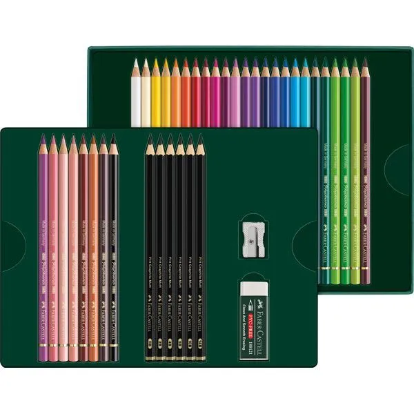 Faber-Castell Polychromos Kleurpotloden Set en Pitt Grafiet Mat 40-delig - Afbeelding 2