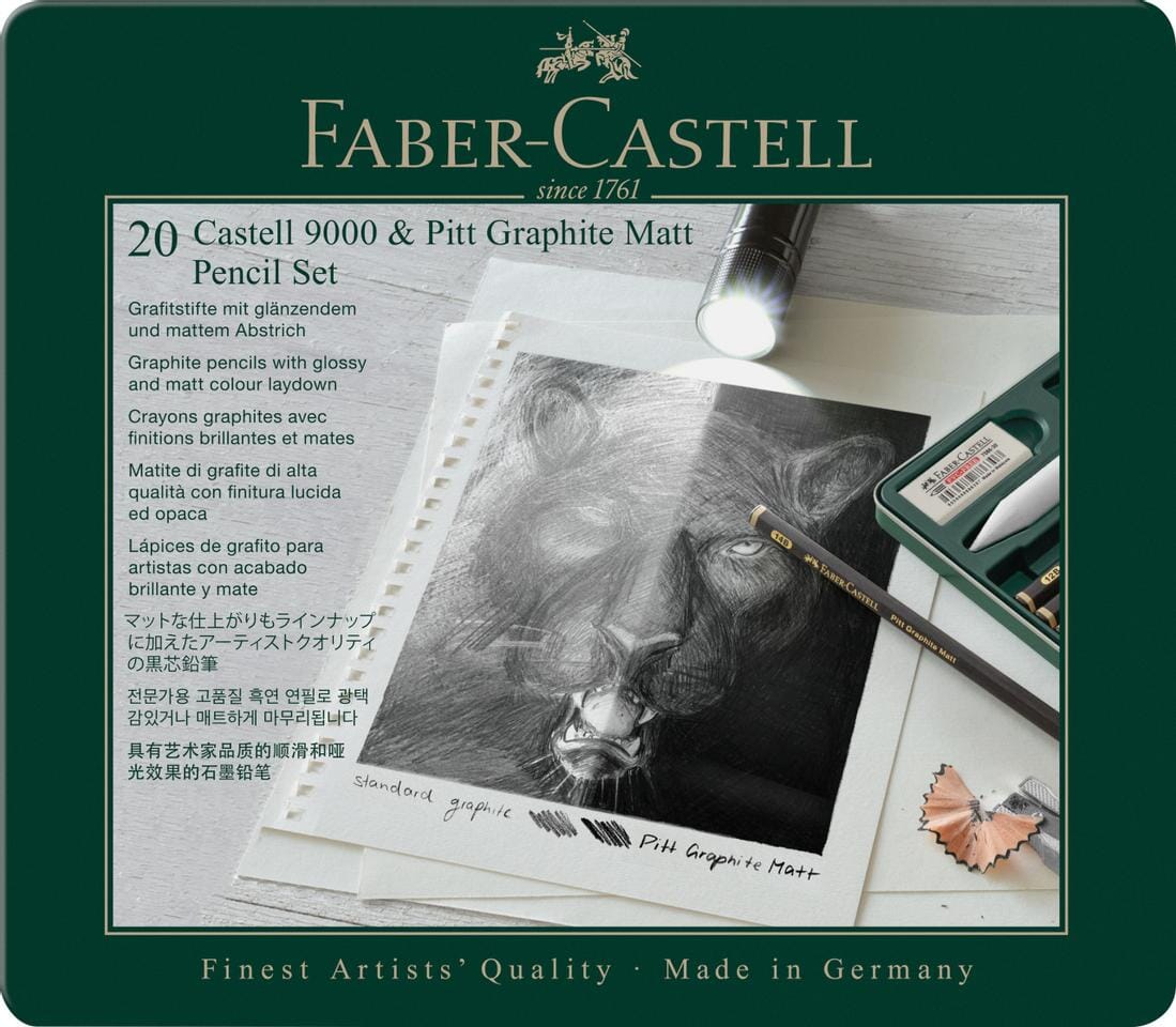 Grafietpotlood Faber-Castell Pitt Mat 8st. en 9000 8st. in  blik - Afbeelding 1