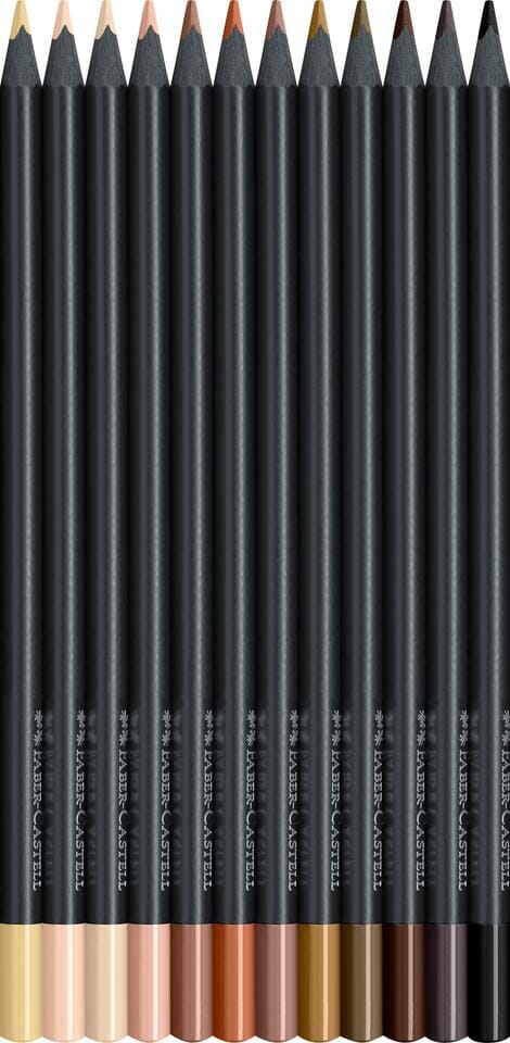 Kleurpotlood Faber-Castell Black Edition 12 stuks           huidskleuren in karton etui - Afbeelding 2