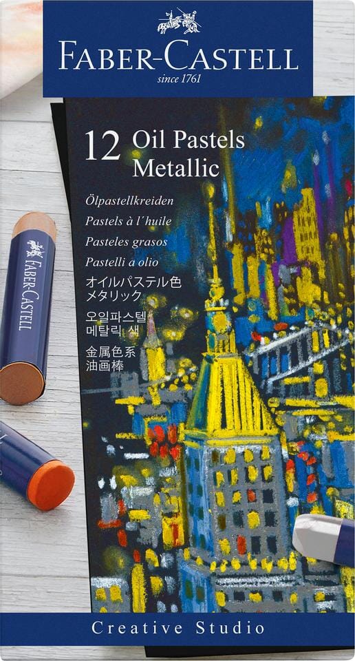 Oliepastelkrijt Faber-Castell Metallic 12 stuks assorti     kleuren - Afbeelding 1