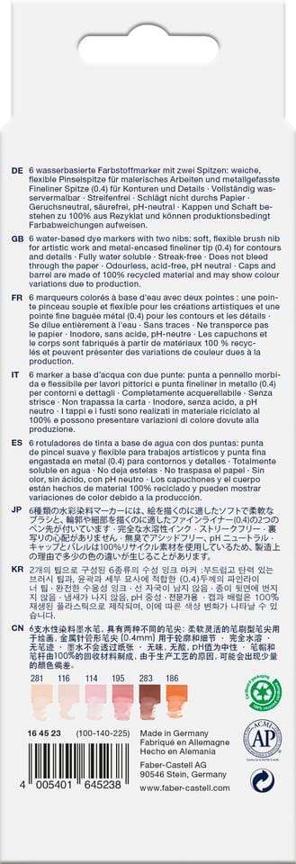 Duo aquarelmarker Faber-Castell Goldfaber etui 6 stuks      Portrait - Afbeelding 3