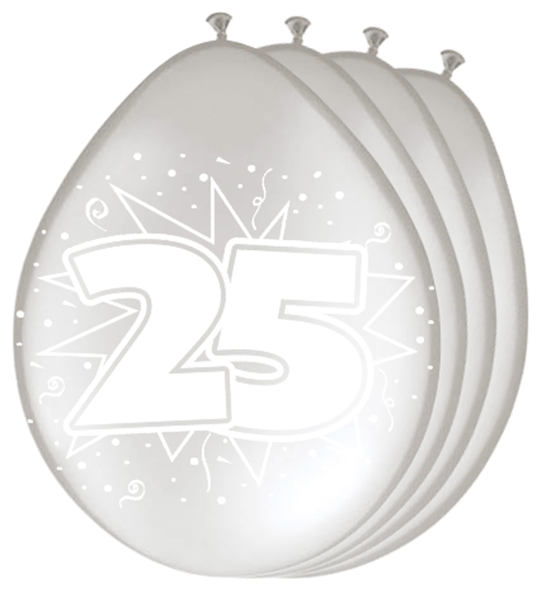 Folatex ballonnen Metallic Zilver 25 jaar, 8st. (&Oslash;30cm)