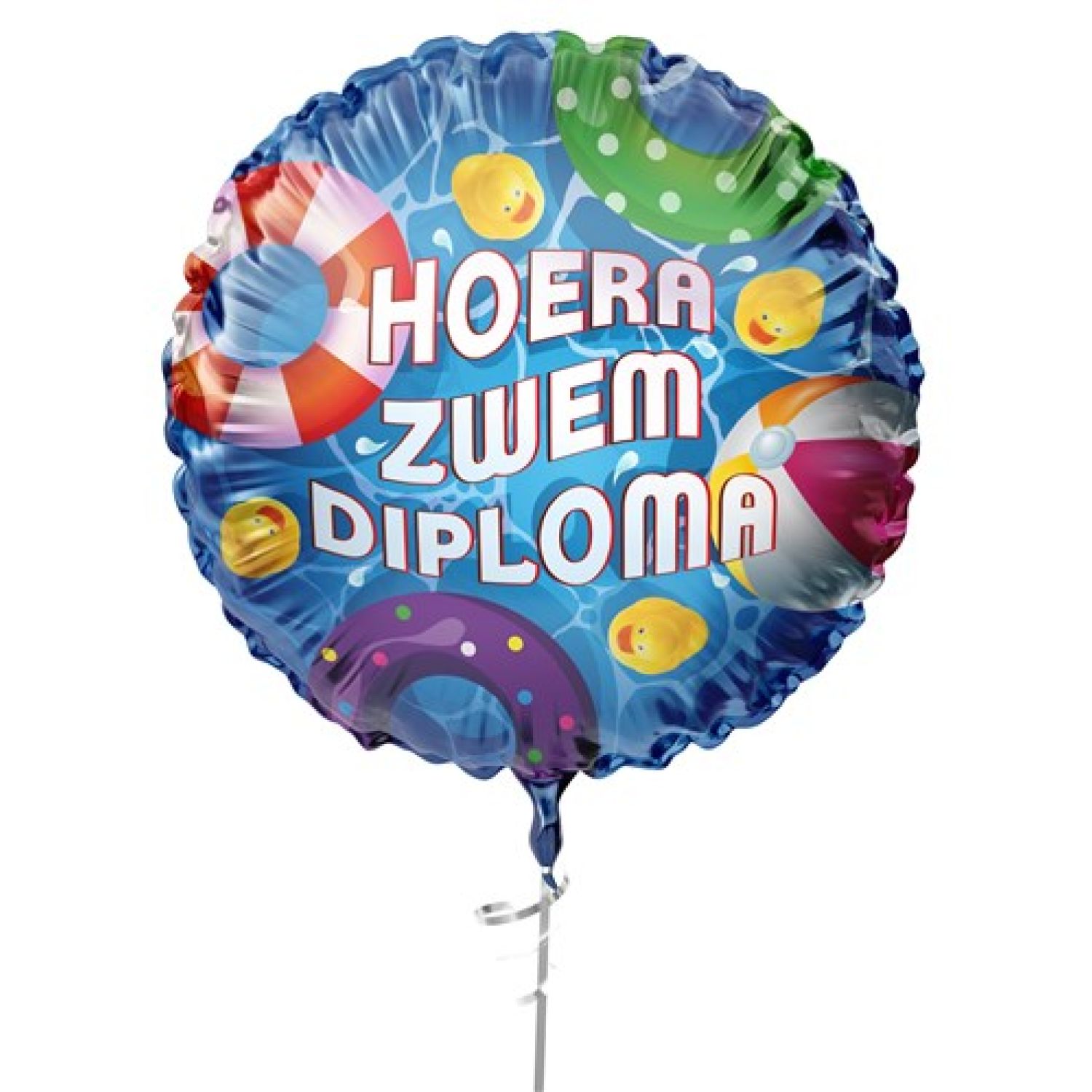 Folie Heliumballon ’Hoera Zwemdiploma’ (Ø45cm)