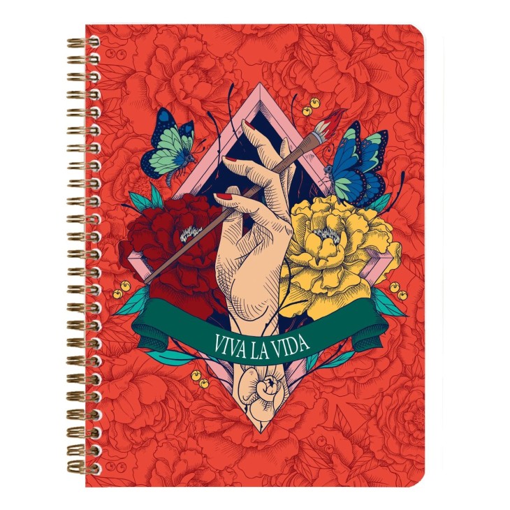 Frida Kahlo, spiraalgebonden notitieboek A5 14,8x21 cm, 148 gelijnde pagina's, geassorteerd - Afbeelding 2
